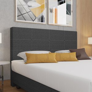 Cabeceira Estofada Casal 140 Cm Terra Linho Preto Skybox