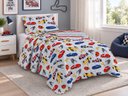 Ver imagem 1 de Kit Colcha Infantil Meninos Dupla Face Solteiro 160x240cm - Carros