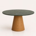 Ver imagem 1 de Mesa de Jantar Cone Redondo 100 cm Tampo Mármore Verde Guatemala Base Freijó