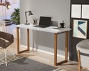 Ver imagem 1 de Mesa Estudo Ecrivaninha 90 Cm Sala e Quarto Moderno Trabalho Pés Madeira Premium Notebook Cor Branco