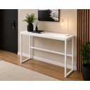 Ver imagem 5 de Mesa Jantar Aparador Bancada Alta Industrial 200x70cm Tampo Branco Pés Branco