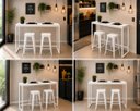 Ver imagem 4 de Mesa Jantar Aparador Bancada Alta Industrial 200x70cm Tampo Branco Pés Branco