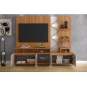 Ver imagem 3 de Home Belfast Frisado Painel P/ Tvs até 55'' C/ 4 Portas e Prateleiras P/ Decoração - Jequitiba/