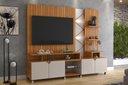 Ver imagem 1 de Home Belfast Frisado Painel P/ Tvs até 55'' C/ 4 Portas e Prateleiras P/ Decoração - Jequitiba/