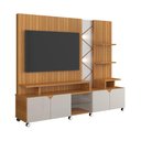 Ver imagem 2 de Home Belfast Frisado Painel P/ Tvs até 55'' C/ 4 Portas e Prateleiras P/ Decoração - Jequitiba/