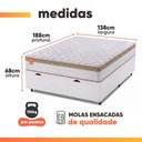 Ver imagem 2 de Cama Box Baú Colchão Casal Molas Ensacadas Real 138x188x68cm Linho Branco / Bege Inducol