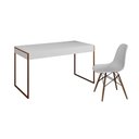 Ver imagem 6 de Mesa De Escritório Industrial Malta Branca 137X53Cm Base Cobre Com 1 Cadeira Branca Mad Cor: Branco