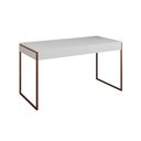 Ver imagem 5 de Mesa De Escritório Industrial Malta Branca 137X53Cm Base Cobre Com 1 Cadeira Branca Mad Cor: Branco