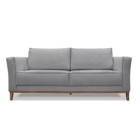 Sofá 3 Lugares Base de Madeira Grace 230 Cm Linho S04 - D'Rossi Cor Cinza