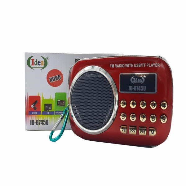 Rádio Portátil Recarregavel com Bluetooth FM USB Tf Player Caixinha de Som com Alca Bivolt