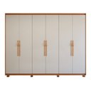 Ver imagem 2 de Guarda-Roupa Casal 6 Portas 6 Gavetas com Pés MDF 270cm Suavitá Bege Amêndoa Clean/Off White