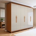 Ver imagem 1 de Guarda-Roupa Casal 6 Portas 6 Gavetas com Pés MDF 270cm Suavitá Bege Amêndoa Clean/Off White