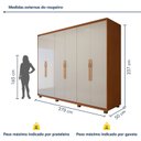 Ver imagem 3 de Guarda-Roupa Casal 6 Portas 6 Gavetas com Pés MDF 270cm Suavitá Bege Amêndoa Clean/Off White