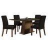Conjunto Sala de Jantar Mesa Tampo de Madeira com 4 Cadeiras Rustic/preto/oxford Flavia Madesa - 2