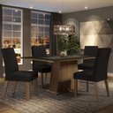 Ver imagem 1 de Conjunto Sala de Jantar Mesa Tampo de Madeira com 4 Cadeiras Rustic/preto/oxford Flavia Madesa