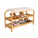 Ver imagem 1 de Sapateira em Bambu com Banco Estofado 70cm com 2 Andares, Entrada/hall e Corredor - Log Propria