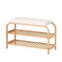 Ver imagem 7 de Sapateira em Bambu com Banco Estofado 70cm com 2 Andares, Entrada/hall e Corredor - Log Propria