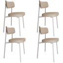 Ver imagem 1 de Kit 04 Cadeiras Estofada para Sala de Jantar Astrid Branco C01 Linho Areia - Lyam Decor