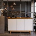 Ver imagem 6 de Aparador Buffet Sala Flow 3 Portas com Pés de Madeira Offwhite com Freijó- Rede Móveis