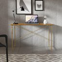 Ver imagem 2 de Escrivaninha Steel 76 Cm Estilo Industrial com Pés em Aço Dourado/naturale