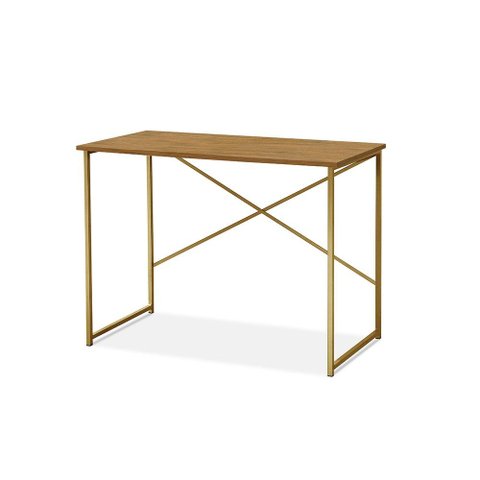 Escrivaninha Steel 76 Cm Estilo Industrial com Pés em Aço Dourado/naturale