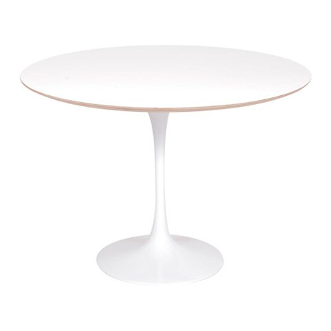 Mesa Saarinen Redonda Fórmica Branca 137cm - Base Branca