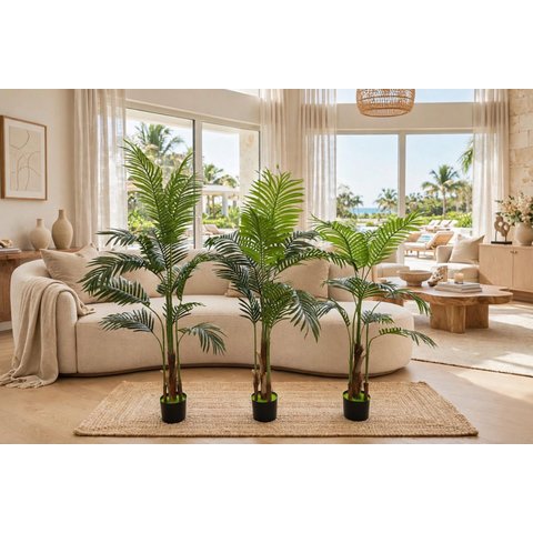 3 Palmeiras Areca Artificial para Decoração com 120/140/160m, Planta Artificial Realista.