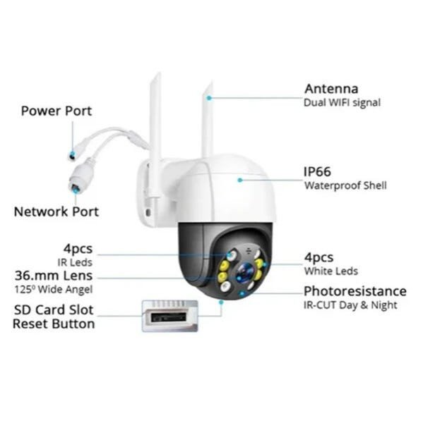 Câmera IP Wifi Gira 320 Ptz Dome Resistente Domme HD IP Wifi - 3