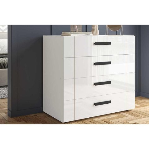 Cômoda de Quarto Lisboa C/ 4 Gavetas Branco - Politorno
