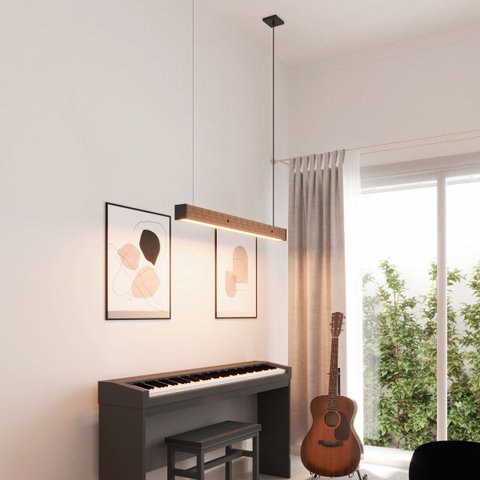 Pendente Horizontal Led Safira 36w 4000lm Bivolt - Madeira Maciça