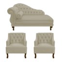 Ver imagem 1 de Divã Larissa 150 cm e 2 Poltronas Genesis Suede Bege - LM DECOR