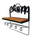 Ver imagem 3 de Prateleira Madeira Ferro Chopp Porta Copos Rústica Cozinha