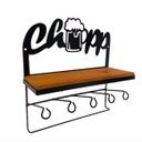 Ver imagem 2 de Prateleira Madeira Ferro Chopp Porta Copos Rústica Cozinha