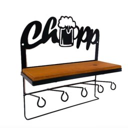 Prateleira Madeira Ferro Chopp Porta Copos Rústica Cozinha - 2