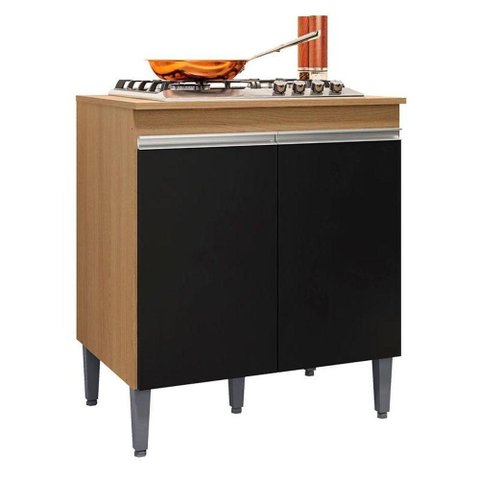 Balcão para Cooktop Ambiente Andréia Amendoa Preto - Ajl