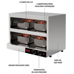 Conservador de Proteínas 127v com 4 Bandejas Cubas Gn 1/3 em Aço Inox - 3