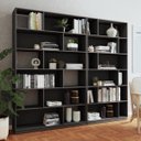 Ver imagem 1 de Estantes Livreiros Escritório Home Office 210x187,5cm com 24 Nichos Preto