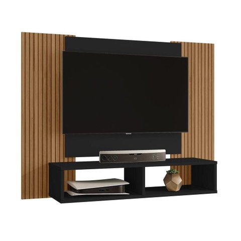 Painel para TV Navi 65" 120cm MDP com Ripado Preto Fosco Bechara