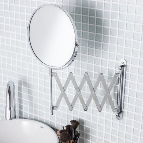 Espelho de maquiagem de parede de 15 cm, espelhos de barbear para parede,  ampliação 5X rotação