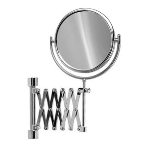 ESPELHO DE AUMENTO 5X SANFONADO ARTICULADO DE PAREDE EXTENSIVEL DUPLA FACE PARA BANHEIRO BARBEAR MAQ