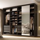 Ver imagem 1 de Closet Casal 1 Porta de Correr com Espelho 6 Gavetas 277cm Mdf Sonni R02 Preto - Lyam Decor