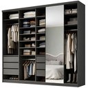 Ver imagem 2 de Closet Casal 1 Porta de Correr com Espelho 6 Gavetas 277cm Mdf Sonni R02 Preto - Lyam Decor