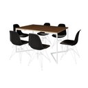 Ver imagem 6 de Mesa Industrial Jantar Retangular 137X90Cm Amêndoa Base V Com 6 Cadeiras Pretas Ferro B Amendoa