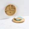 Kit Primeira Alimentação do Bebê Prato Com Divisórias + Copo + Garfo Bambu e Silicone Azul Bam - 4