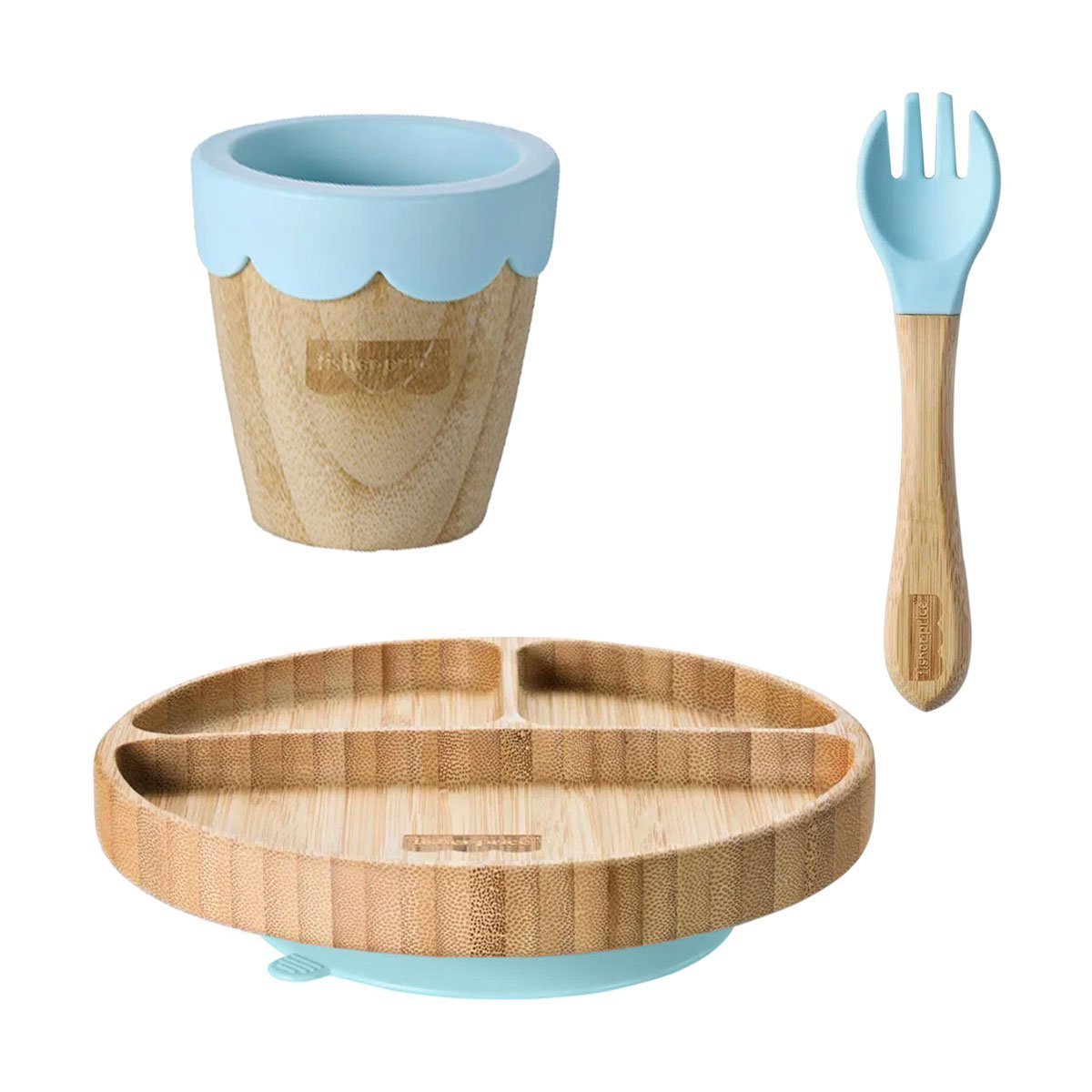 Kit Primeira Alimentação do Bebê Prato Com Divisórias + Copo + Garfo ...