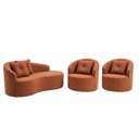 Ver imagem 2 de Kit Sofá Orgânico Curvo Feijão + 02 Poltronas Sala Estúdio Amore Bouclê Terracota - Vimont Moveis