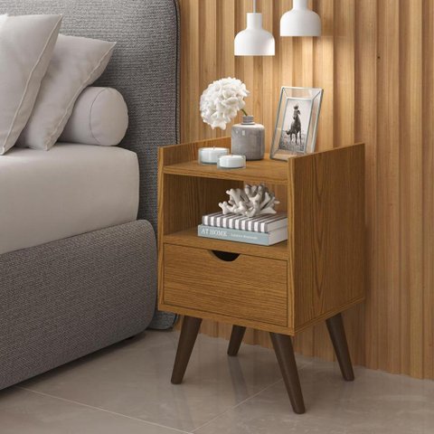 Mesa de Cabeceira Estilo Retro Quarto Alice Cores