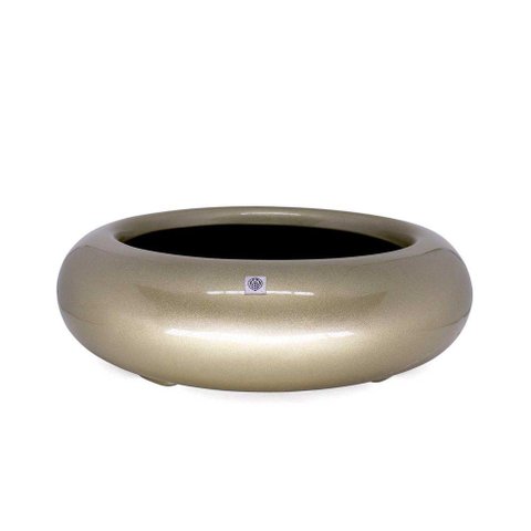 Vaso Bacia Decorativo Redondo Ouro Velho P 9x30x30cm
