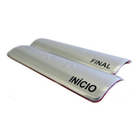 PLACA BRAILE CORRIMÃO ALUMÍNIO 10X3CM 1 INÍCIO E 1 FIM