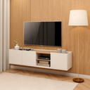 Ver imagem 2 de Rack Moscou Suspenso 155cm Branco com Amadeirado Byhouse